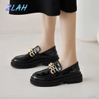 Туфли-оксфорды женские из лакированной кожи, светильник толстой нескользящей подошве