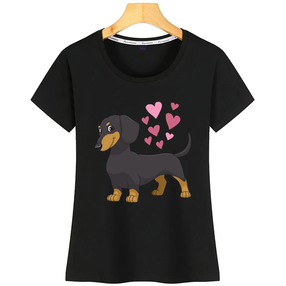 Топы Футболка женская такса собака мода надписи хлопок | Женская одежда