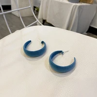 s925 silver needle hoop earrings high end french blue circle earrings 2020 new trendy plush earrings women