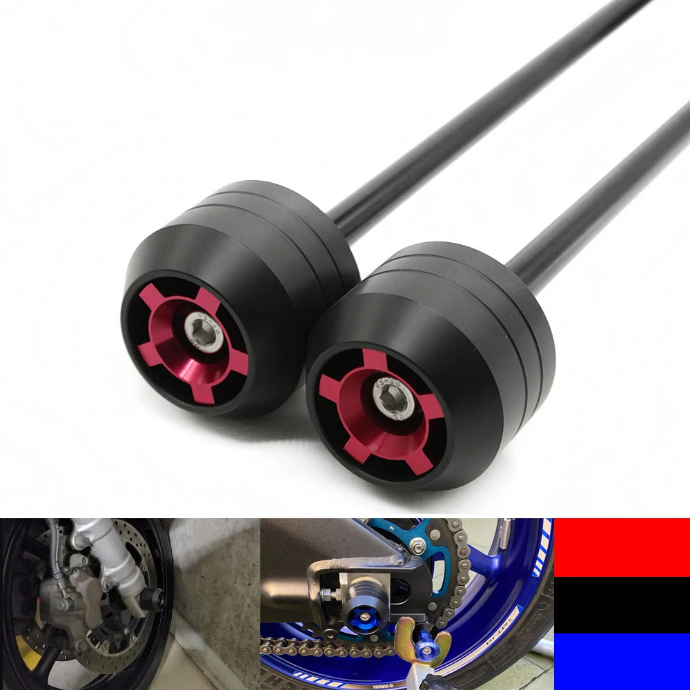 

For YAMAHA MT01 MT-01 XJR1300 2005 2006 2007 2008 2009 2010 2011 2012 Front Rear Wheel Slider Fork Axle Crash Protector Pad POM