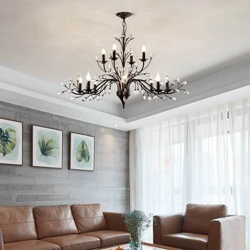 Современная роскошная дизайнерская Хрустальная черная железная светодиодная