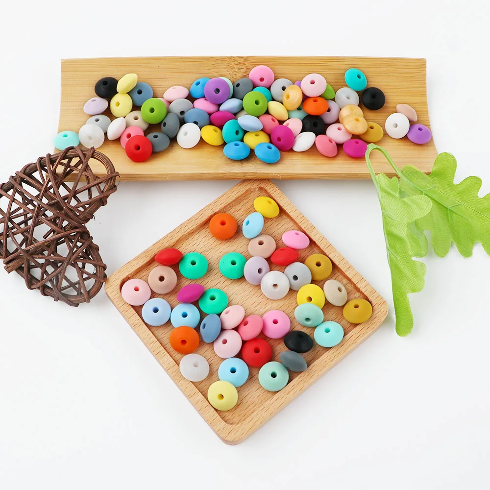 

Kovict 500/1000/2000Pcs Silicone Beads 12MM Lentil Beads DIY Baby Pacifier Chain Pendant BPA Free Eco-friendly Baby Teether Toys
