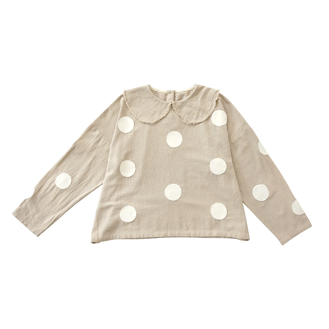 

imakokoni original design cotton polka dot washable fringe doll collar shirt forest wild female spring 213239