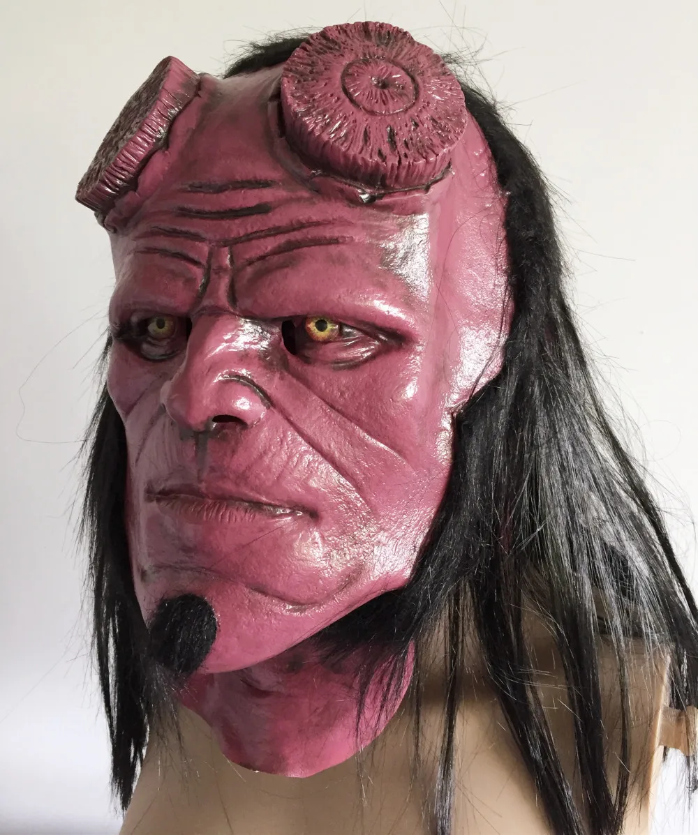 Hellboy маска капюшон Хэллоуин Реалистичные Маски силиконовая Косплей страшная
