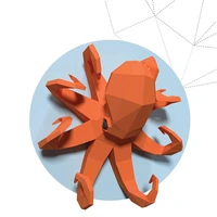 red octopus 3d paper model marine life paper sculpture diy wall art wall decoration crafts for living room home decor