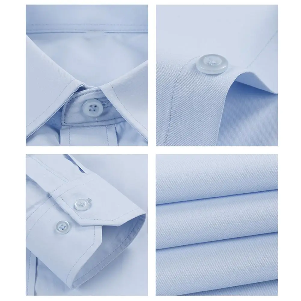 

2021 Shirts Men Business Fashion Cotton Solid Color Long Sleeve Pocket Cotton Plus Size Buttons Down Slim Fit Male Social Shirt
