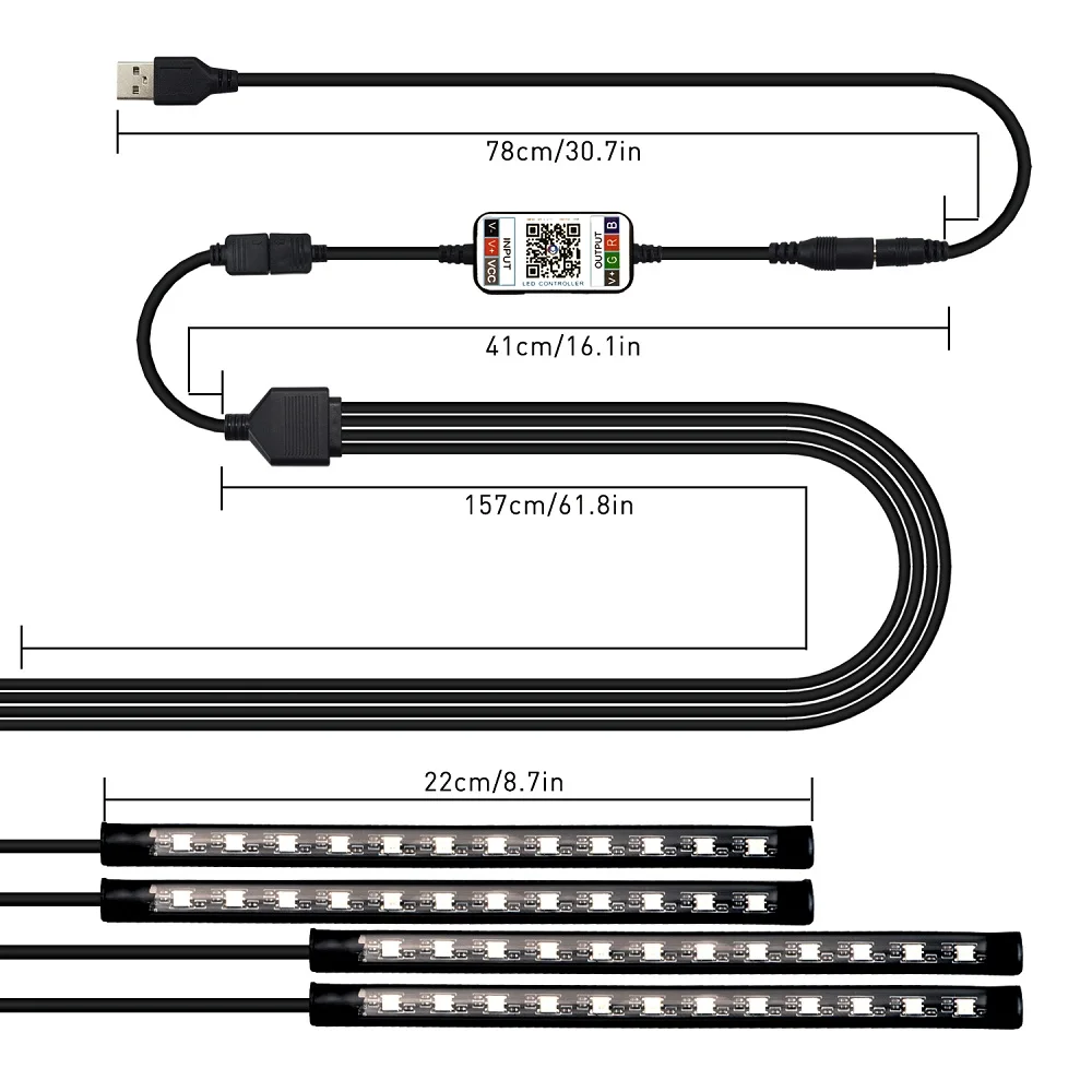 Авто светодиодная декоративная лампа окружающего света USB приложение Управление