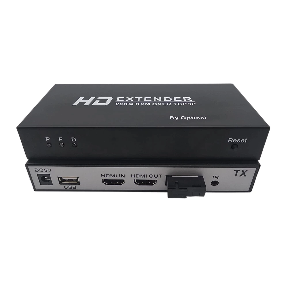 

HDMI-Compatible KVM Optical Extender 20KM TCP/IP Extender over SC Fiber cable USB 2.0 KVM Control with loop out support 1080P IR