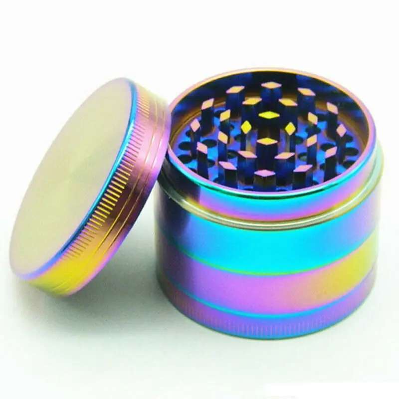 Rainbow Metal 40mm 50mm Colourful 4-Piece Zinc Alloy Tobacco Grinder Spice Grinder Herb Grinder image 5