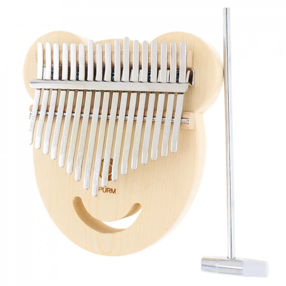 

17 Key Spruce Bear Face Shape Thumb Piano Kalimba Mbira Tuning Hammer