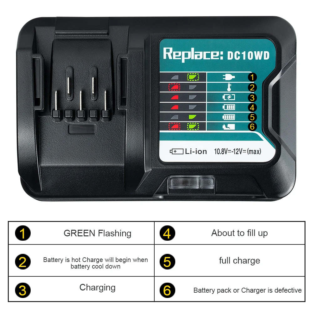 battery fast charger for makita 10 8v 12v tool batterys charging dc10wd bl1015 bl1016 bl1021b bl1041b 40w 3a current eu plug free global shipping