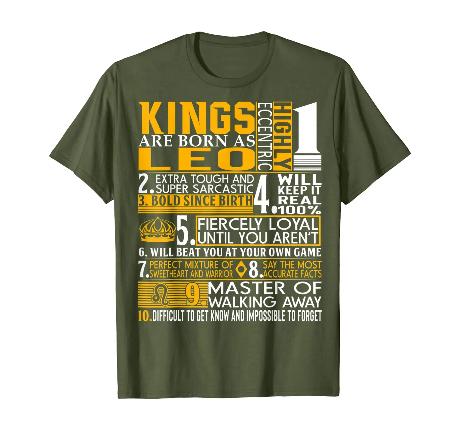 

Great Mens Leo Birthday Gifts Kings are Born As Leo TShirt T-Shirt