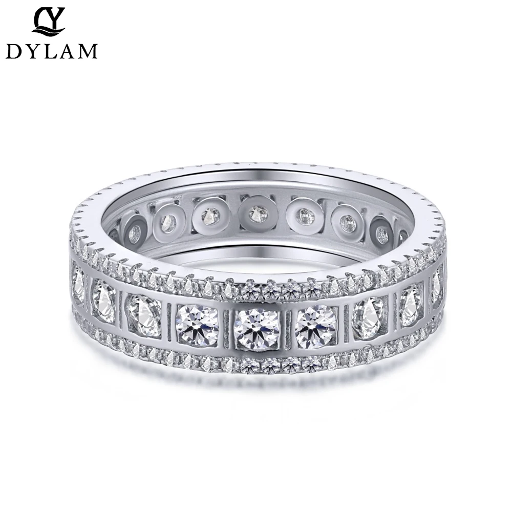 

DYLAM Trendy Hollow Wedding OL Style 925 Sterling Silver Rings Engagement Ring Diamond Chunky Rings Jewelry For Women