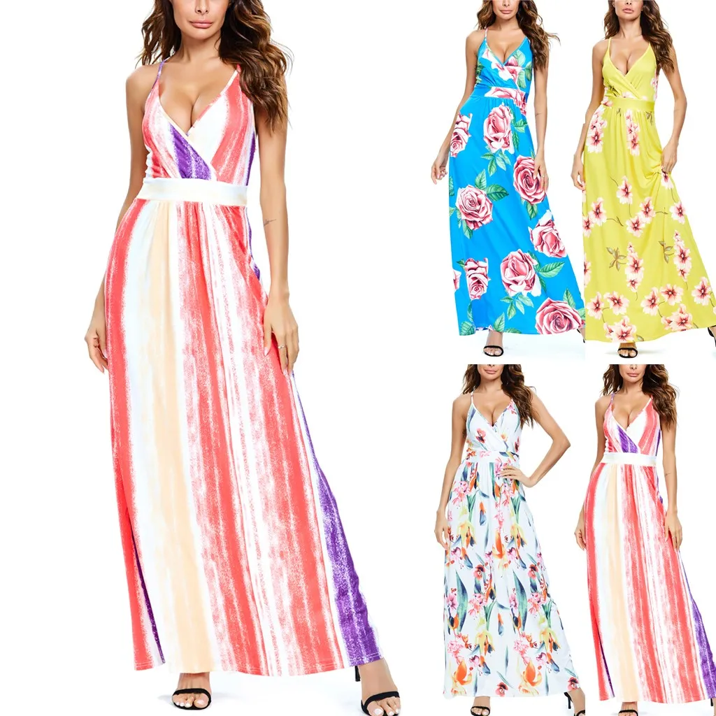 Сексуальное женское платье с v образным воротом без рукавов тай дай напечатаны