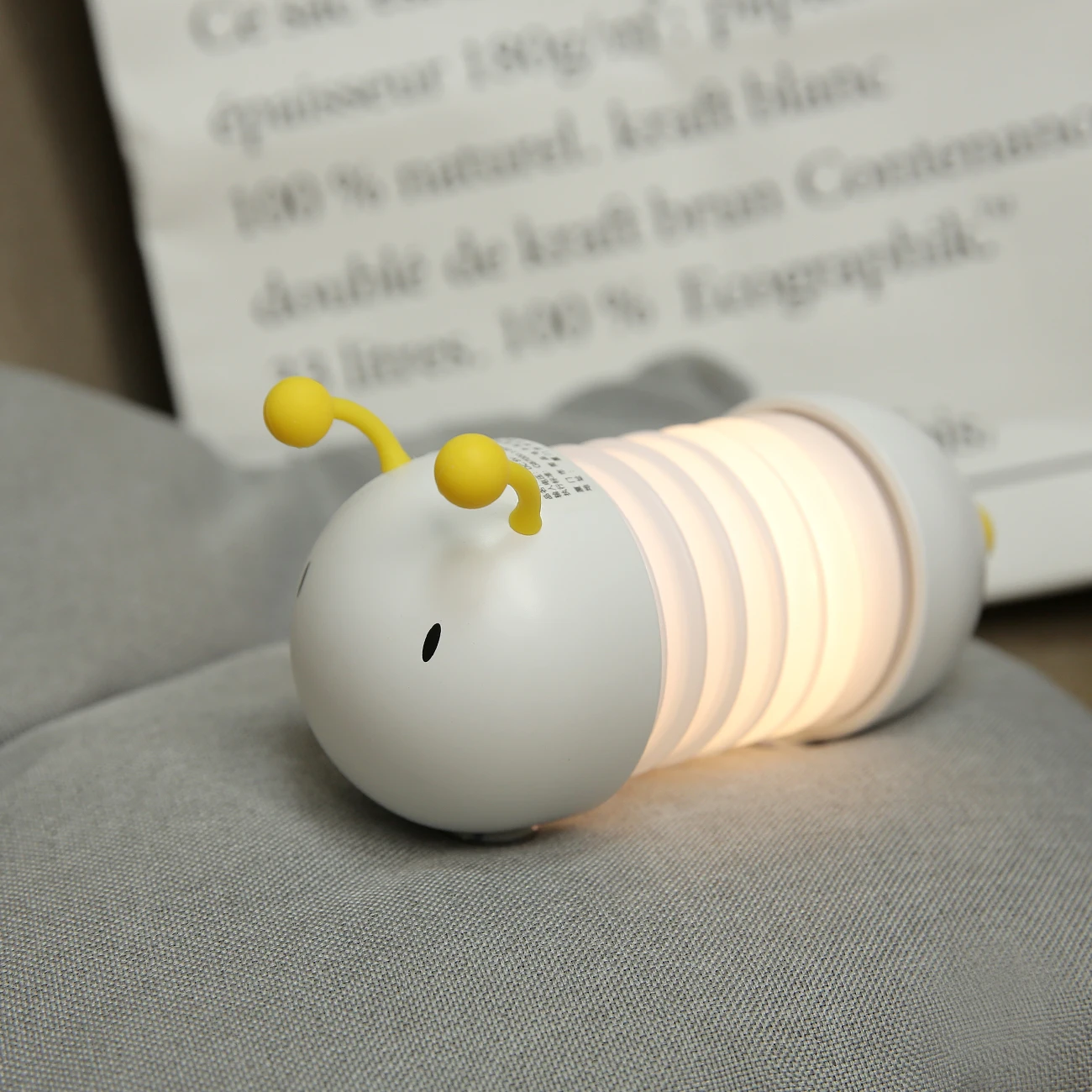 Caterpillar Night Light Creative USB Charging Magnetic Sucker Wall Lamp Indoor Decoration Bedside Lamp Children's Nursery Lights