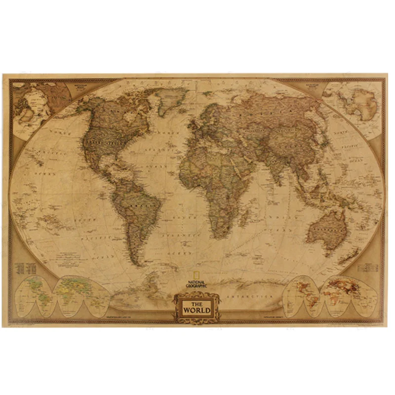 28X19 дюймов винтажная карта мира крафт бумага дорожный большой домашний декор