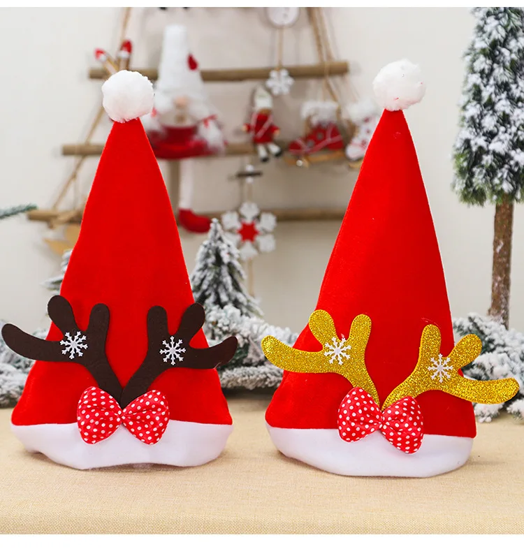 

New Red Antler Hat Gold Velvet Thickened Christmas Carnival Party Dress Up Shopping Malls Hotels Bars and Restaurants Gifts