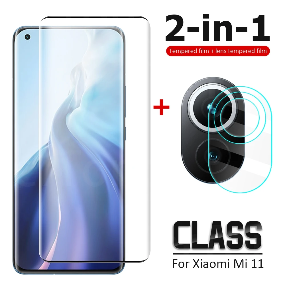 

2in1 Glass For Xiaomi Mi 11 Camera Glass Lens Film For Xiaomi Mi 11 Glass Curved Screen Protective Film For xiaomi mi 11 Glass