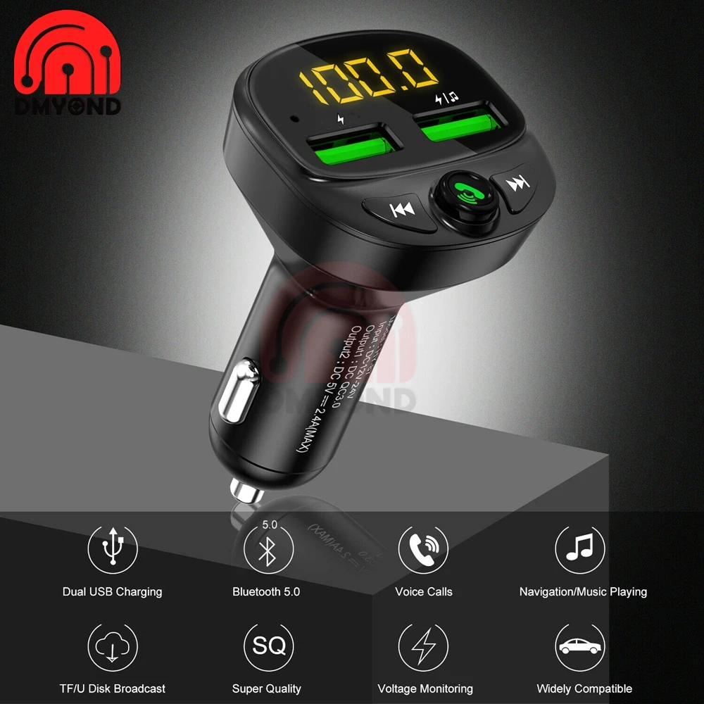 Автомобильное зарядное устройство 12 в Bluetooth беспроводной 5 0 FM передатчик MP3 плеер