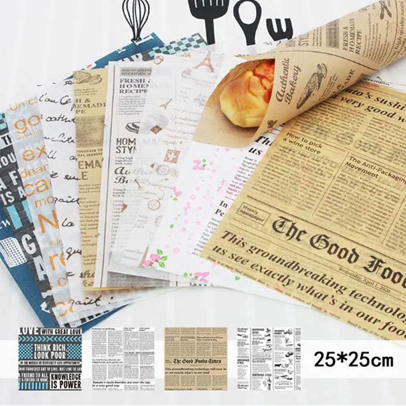 

50Pcs Wax Grease Paper Food Wrappers Wrapping Paper For Bread Baking Tools