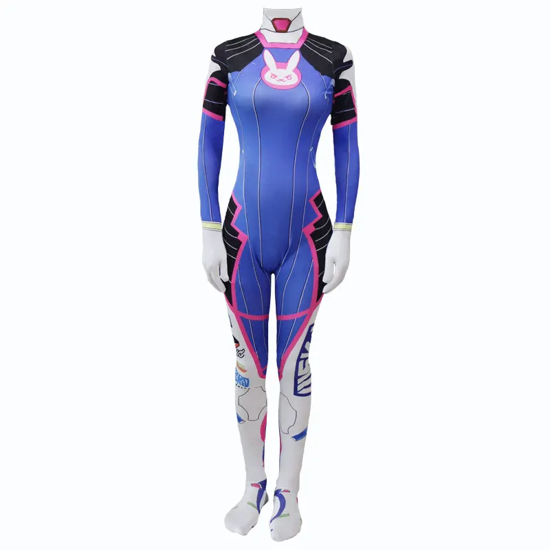 Bodysuit Аниме Комикс кон маскарадные костюмы 3D принт наездники леди D VA милость Widowmaker парик косплей зентай спандекс облегающий костюм dva парик - Цвет: Bodysuit