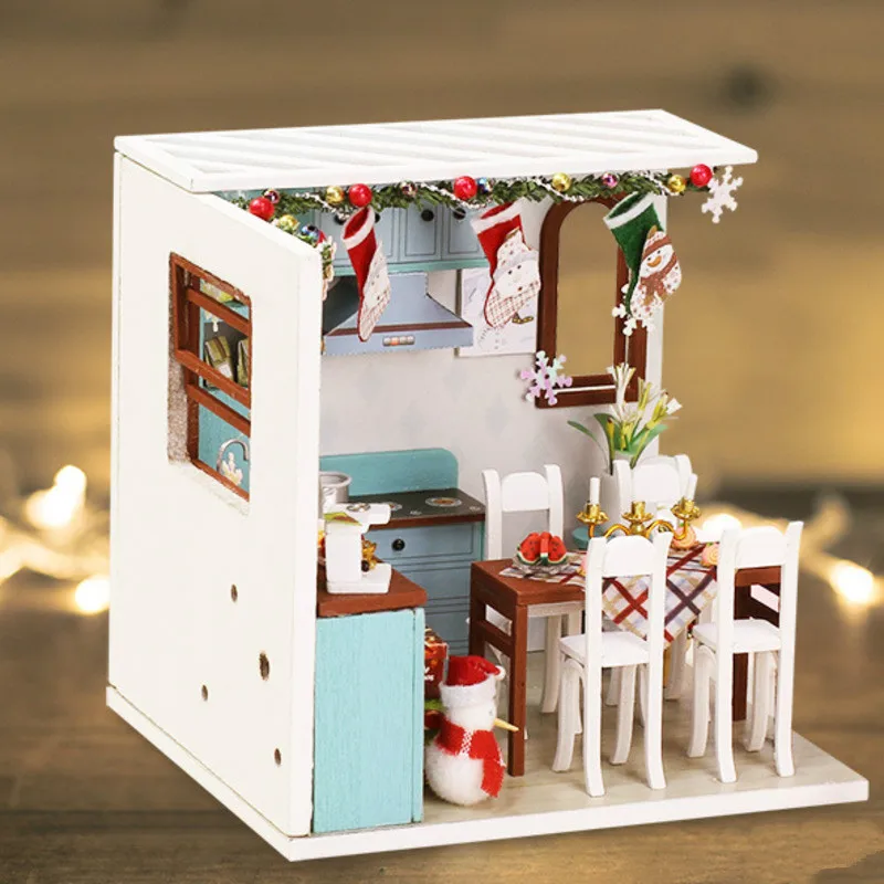 

DIY Doll House Handmade Model Furniture 3D Wooden Miniature Furniture Dollhouse Toys For Birthday Gifts Model Building Toy