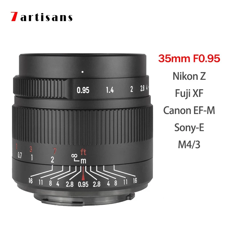 

7artisans 35mm F0.95 Camera Lens APS-C MF Lens for Sony E Nikon Z Olympus Lumix M4/3 Fuji XF Canon EF-M EOS-M Mount Camera