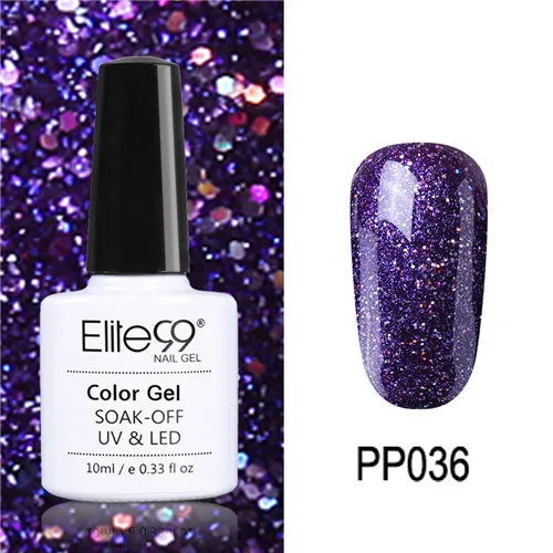 PP036 Elite99 10 мл Гель-лак для ногтей замачиваемый УФ красочный Фиолетовый лак для ногтей художественный Гель-лак для Ногтей Стойкий гель нужен основа и верхнее покрытие - Цвет: PP036