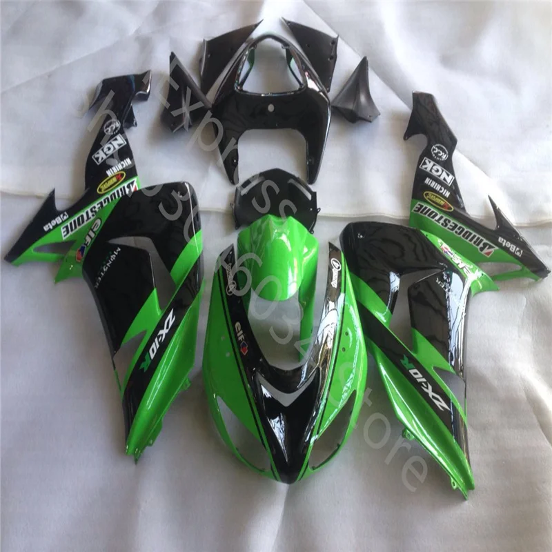 

Мотоциклетный коврик ABS для ZX-10R 2006-2007 cool ZX 10R 06-07, комплект из зеленого и черного пластика, обтекатель для мотоциклетного Халса