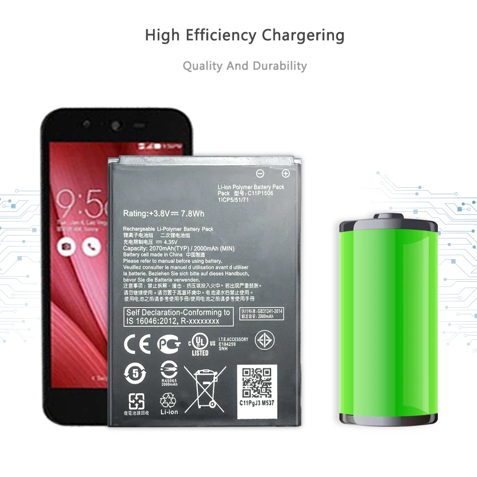 

C11P1506 Mobile Phone Battery For Asus Live G500TG ZC500TG Z00VD ZenFone Go 5.5 '' 2070mAh