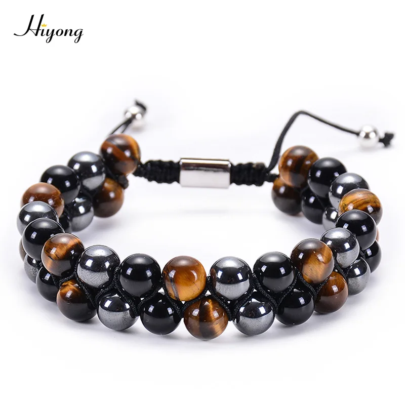 HIYONG 7 Чакра браслет из лавового камня браслет для мужчин и женщин Регулируемый двойной плетеный Канат натуральный камень Бусины В Стиле Йоги браслет - Окраска металла: Style 6