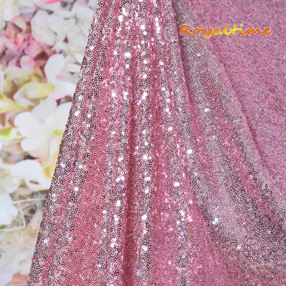 Pink Gold Royaltime Мерцающая неоновая зеленая блестящая ткань по двору двухсторонняя эластичная вышитая сетка африканская кружевная ткань для шитья платья - Цвет: Pink Gold
