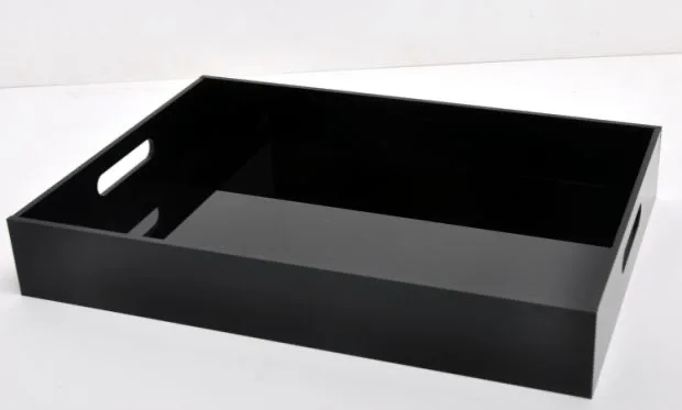 

Black acrylic desktop cosmetics storage tray big square perfume/ lipstick/brushes organizer tray