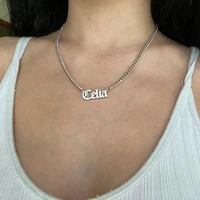 custom fashion name necklace personalized gold necklace stainless steel women necklace cuban chain birthday gift nameplate mujer
