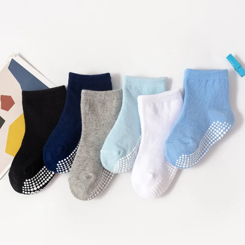 

Kids 6 Pairs Anti-Slip Non-Skid Ankle Socks With Grips for Baby Toddler Girls All Seasons Cotton Socks