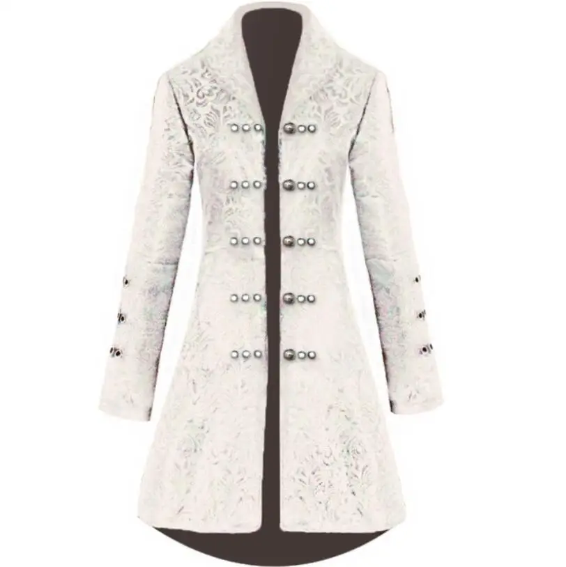 Женское жаккардовое пальто в стиле стимпанк с заклепками и длинным рукавом