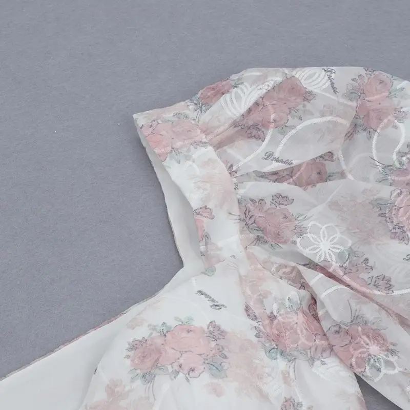 

QUALITY Newest HIGH Fashion 2021 Designer Dress Women's Square Collar puff sleeve Button Embroidery Floral Print Dress