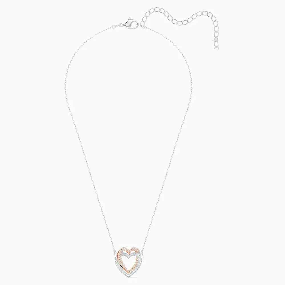 

2020 Fashion Jewelry SWA New INFINITY DOUBLE HEART Necklace Intertwined Heart Shaped Diamond White Gold Chain Women's Luxury