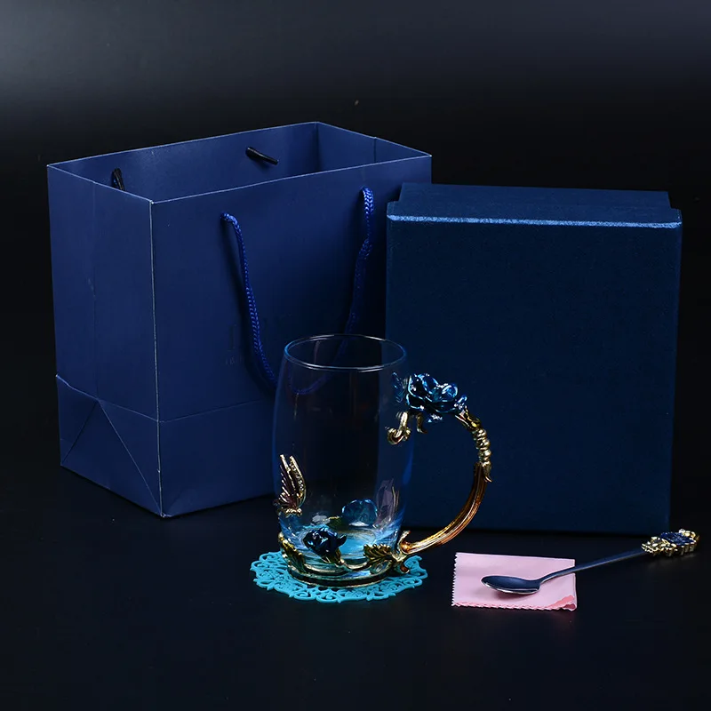 Household enamel cup high temperature enamel color glass cup glass tea set