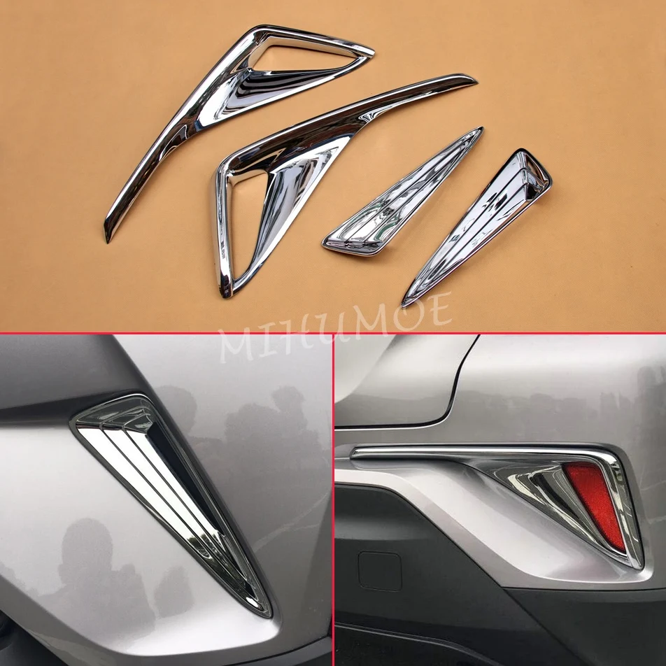 

F+R Fog Light Cover Kit For Toyota CHR C-HR 2017 2018 2019 Front Rear Chrome Grill Bumper Reflector Overlay Accessories