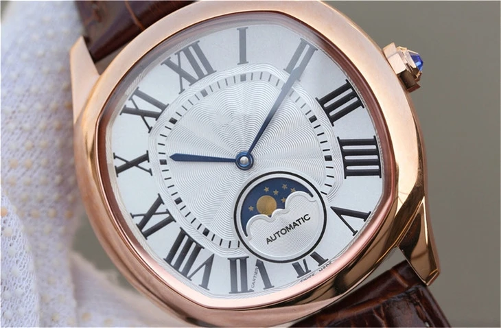 

MEN WATCHES REPLICA MODELWGNM0008 NEW DESIGN LUXURY AUTOMATIC MECHANICAL WHITE PLATE ROSE GOLD MOON PHASE SAPPHIRE CRYSTAL GLASS