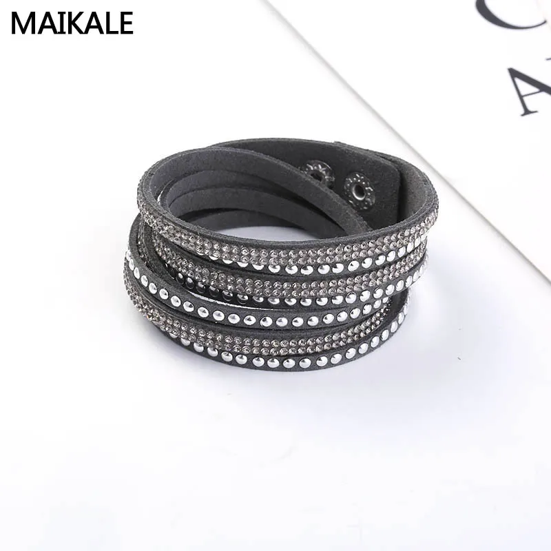 Женский кожаный браслет MAIKALE длинный многослойный Плетеный в стиле
