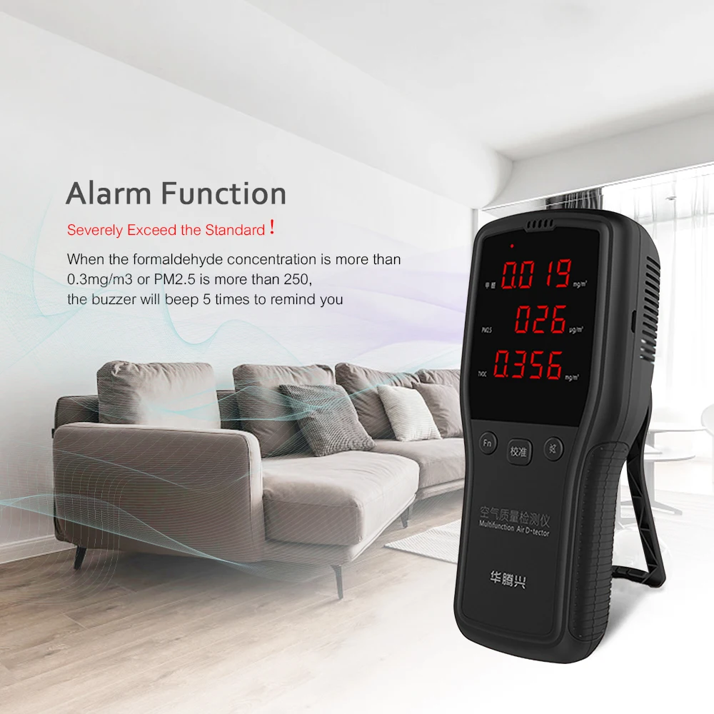 

Air Quality Monitor Portable Formaldehyde Detector PM1 PM2.5 PM10 Tester LED Rechargeable TVOC Benzene Tester Air Analyzer