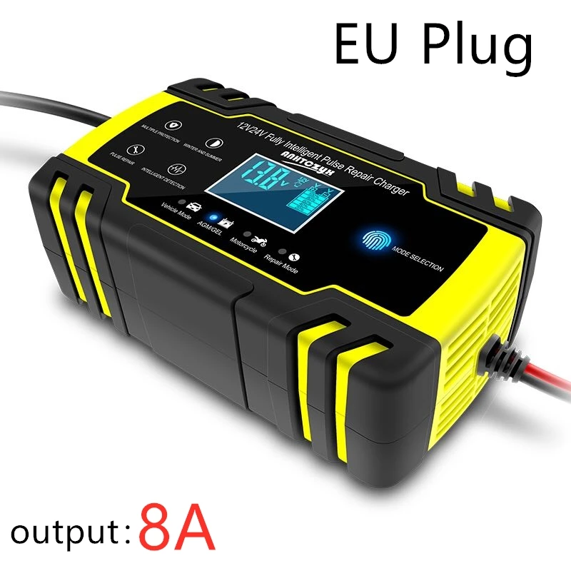 styleB-EU Plug 12 V/24 V 8A полный автоматический автомобильный Батарея Зарядное устройство Мощность импульсный ремонт Зарядное устройство s Влажная и сухая свинцово-кислотный Батарея-Зарядное устройство s цифровой ЖК-дисплей Дисплей - Цвет: styleB-EU Plug