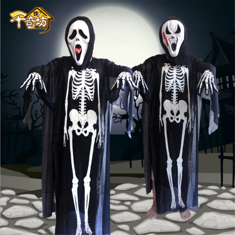 Костюм на Хэллоуин череп скелет демон призрак косплей костюмы для взрослых детей