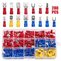 280pcs assorted insulated spade crimp terminal butt electrical wire cold pressure terminal set red blue yellow with box