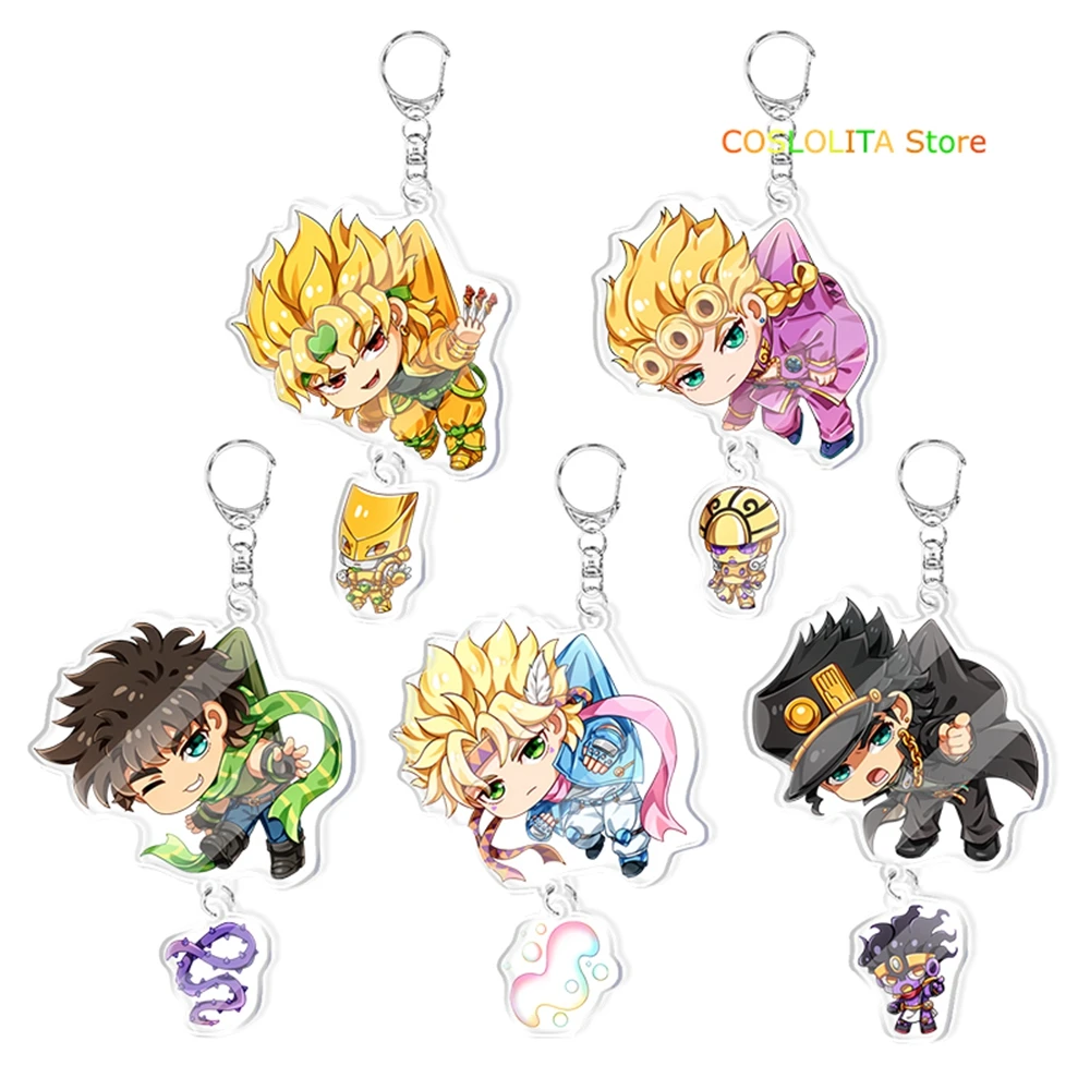 

Anime JoJo's Bizarre Adventure Giorno Giovanna Cosplay Acrylic Small Keychain Cartoon Key rings School Bag Pendant Xmas Gifts