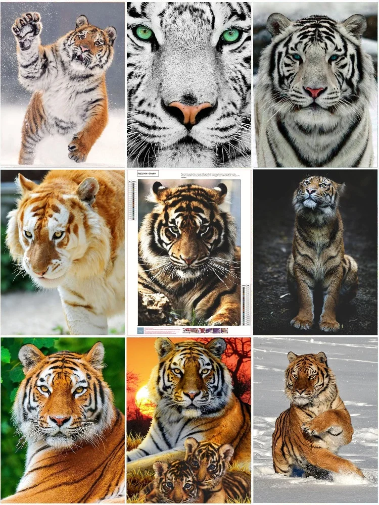 

5D DIY Cartoon Tiger Round Pattern Diamond Embroidery Kit Mosaic Cross Stitch Home Wall Decor