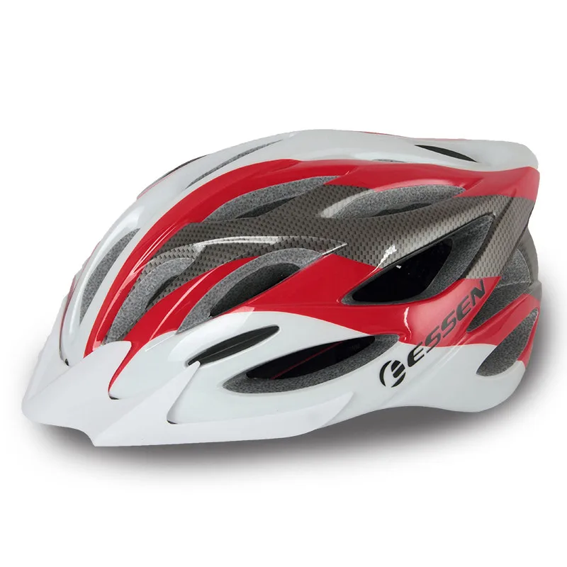 White red carbon ESSEN взрослый велосипедный шлем Mtb Горный шоссейный гоночный шлем Casco Ciclismo велосипедный шлем Спортивная умная Кепка acete da bicicleta - Цвет: White red carbon