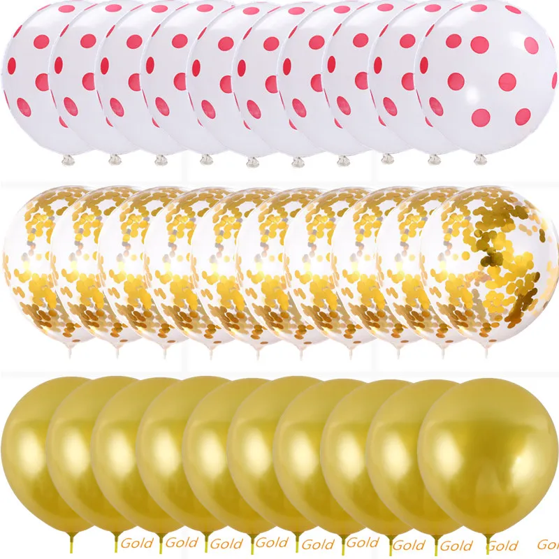 30pcs12 дюймовые латексные воздушные шары розового золота с блестками для свадьбы